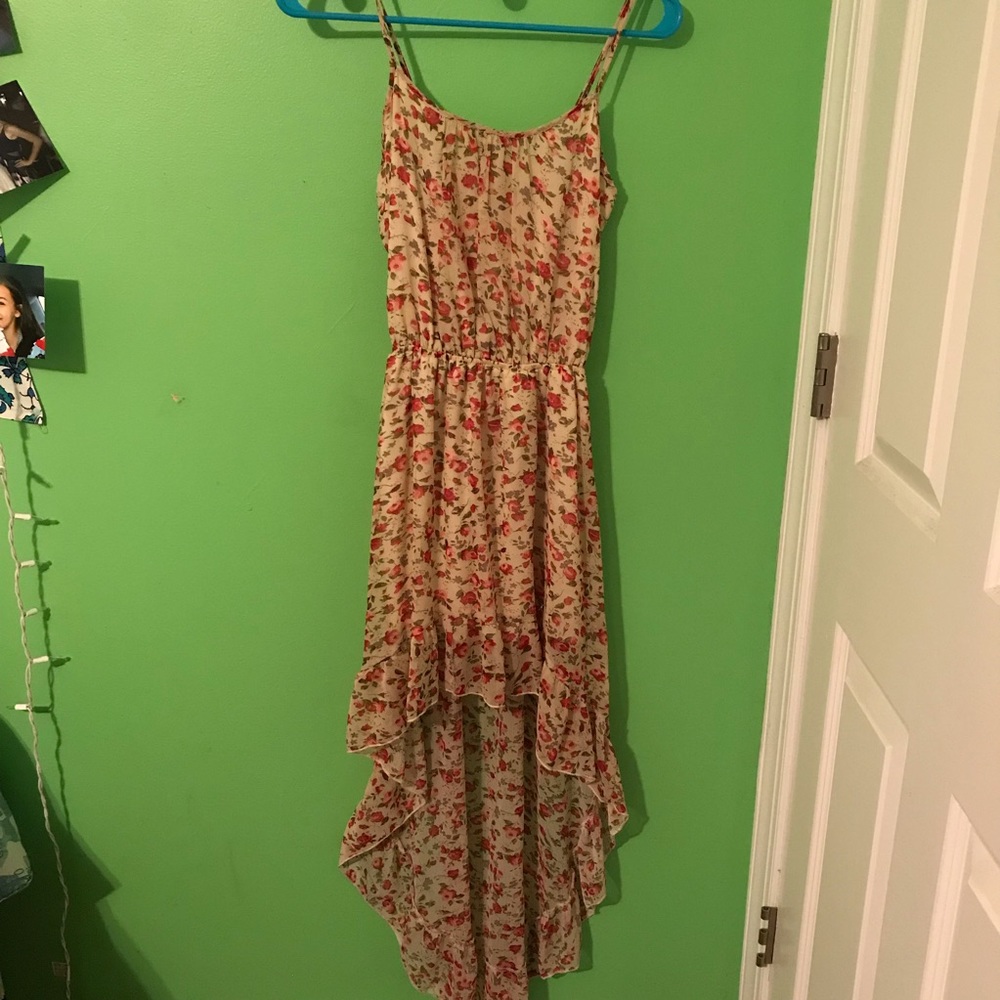 asymmetrical floral dress